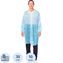 Халат на липучках (30 гр) 4XL голубой (10 шт/упак)