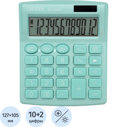 Калькулятор настольный Citizen SDC-812NR-GN 12р дв.пит КОМП-ЫЙ зеленый