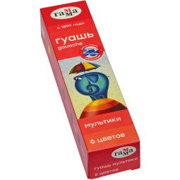 Гуашь Гамма Мультики, Наб. 06 цветов, 15мл, блок-тара, картон. 100222-6