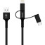 Кабель PERO, DC-06, 2.4А, 2м, Lightning/micro USB/Type-C, черный