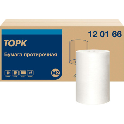 Бумага протирочная Торк M2 1 сл. ЦВ 6рул/кор,базовая,белая 120166