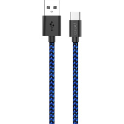 Кабель USB PERO DC-04 Type-C, 3А, 2м, Blue-black (Fast Charge)