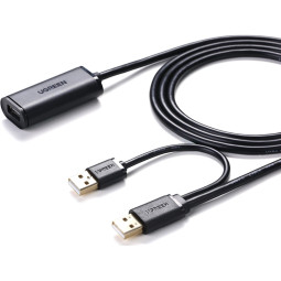 Удлинитель UGREEN US137 USB 2.0 Active, 5м, черный (20213)
