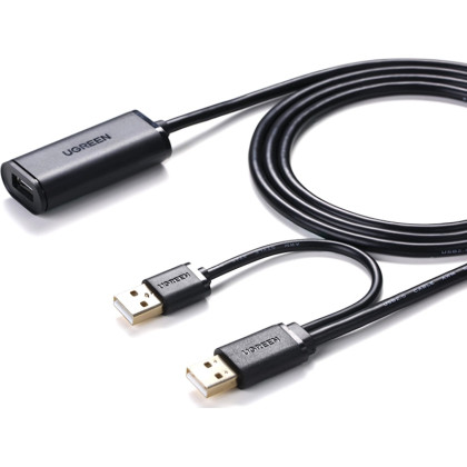 Удлинитель UGREEN US137 USB 2.0 Active, 5м, черный (20213)