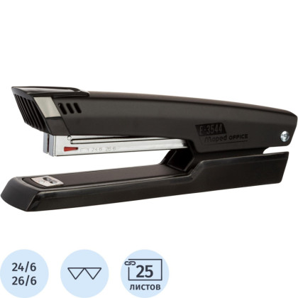 Степлер Maped ESSENTIALS METAL до25л,N24/6-26/6,метал,гл.зак82мм,чер,354411