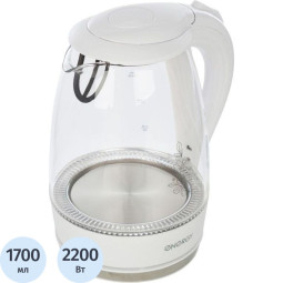 Чайник ENERGY E-262 (1.7л) стекло, пластик белый