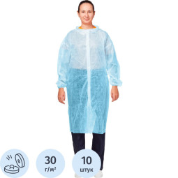 Халат на кнопках (30 гр) 4XL голубой (10 шт/упак)