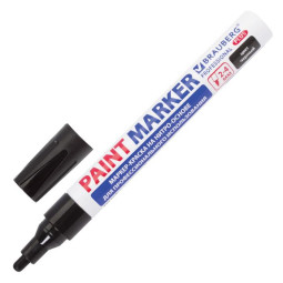 Маркер-краска (лаковый) 4.0 мм BRAUBERG PROFESSIONAL PLUS, черный, нитро-основа, алюм/корп (Цена за 12 шт.)