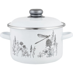 Кастрюля эмал цил FLORA-2 4,0л , D=22cм, 60075101