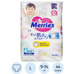 Подгузники -трусики MERRIES размер L 9-14кг 44шт/уп 62020081
