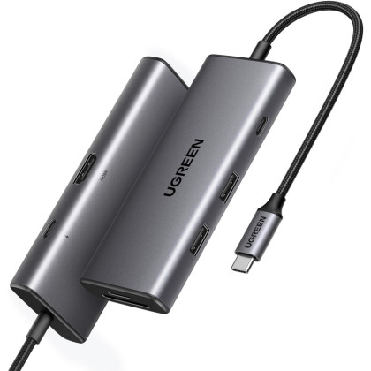 Разветвитель USB UGREEN CM498 (15531) USB-C To HDMI+2xUSB A+ USB-C+SD/TF+PD