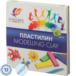Пластилин классический Луч Классика 12 цв 240 г со стеком