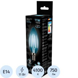Лампа светодиодная Gauss LED Filament Свеча E14 11Вт 750Лм 4100К, 103801211