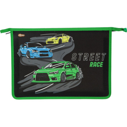 Папка для тетрадей Street race,А4,на молнии, пластик, ПТ-813