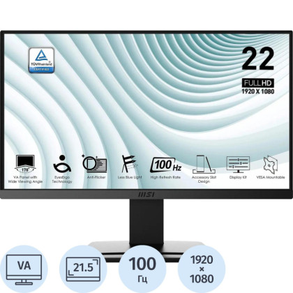 Монитор MSI PRO MP223 (9S6-3PB9CH-014)21.5/FHD/VA/100Hz/250cd/1ms/VGA/HDMI