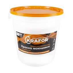 Краска водно-дисперсионная интерьерн моющ,латекс.,Krafor,40 кг,супербелая