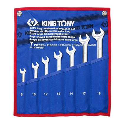 Набор ключей комбинированных удлиненных, 8-19 мм, чехол, 7 предм.KING TONY