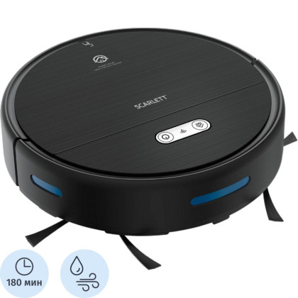 Робот-пылесос SCARLETT SC-VC80RW01, 11,2Вт, 0,65л, Wi-Fi, черный