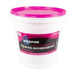 Краска водно-дисперсионная интерьерн суперстойк,Krafor,40 кг,белая