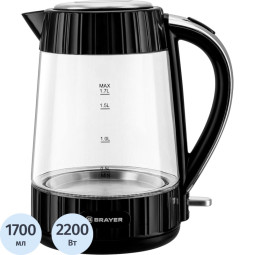 Чайник электрический  BRAYER 1075BR ,2200Вт,1,7л,стекл.корп,VNQ by STRIX