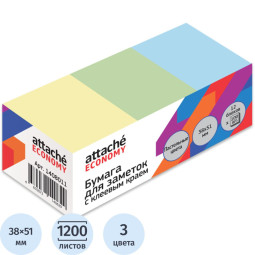 Стикеры Attache Economy 38x51 мм, 100 л, цв в асс, 12 бл/уп &#039;1408011