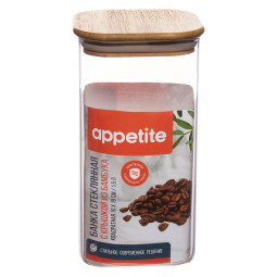 Банка стекл квадр 1500мл бамб/кр Studio TM Appetite
