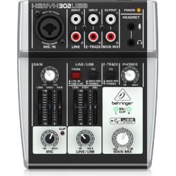 Микшерный пульт Behringer 302USB, 3 канала, USB, Main L/R- RCA