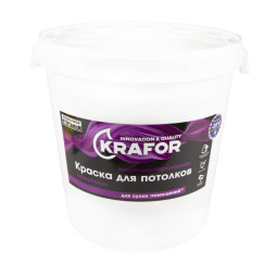 Краска водно-дисперсионная для потолков, Krafor,40 кг,супербелая