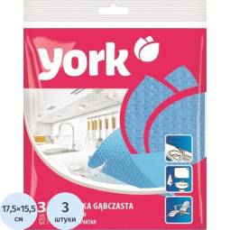 Салфетки хозяйственные губчатые YORK 15,5х17,5 см , 3 шт/уп