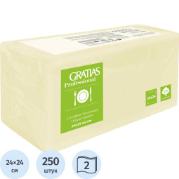 Салфетки бумажные Gratias 2сл 24х24 шампань 250 шт/уп