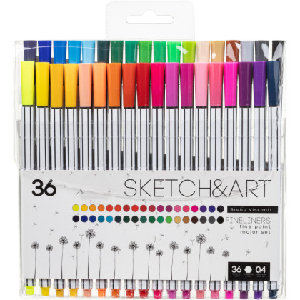Набор линеров для скетчинга SKETCH&amp;ART  В ПВХ кармане 0.4 мм 36 цв 36-0014