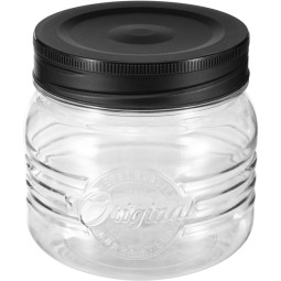 Банка круглая с эмбоссингом original 0,6л (черный)