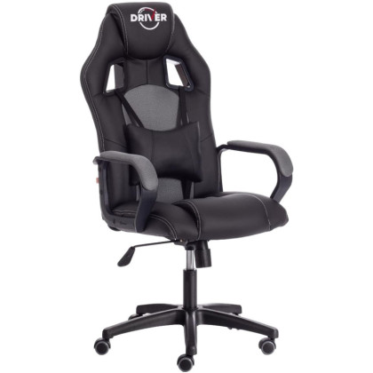 Кресло UT_DRIVER (22) 36-6/TW-12 кож/зам/ткань, черный/серый