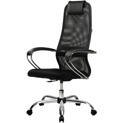 Кресло МТ_EChair 675 TTW сетка/ткань черный, хром