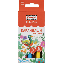 Карандаши цветные 6цв/наб6-гран №1School/Комус Класс ColorPics коротк,88мм