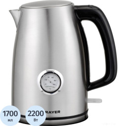 Чайник электрический  BRAYER 2200Вт.1,7 л, STRIX,стальной,термометр(BR1022)