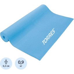 Коврик для йоги TORRES Basis 3, YL10023, PVC 3 мм, нескольз, голубой