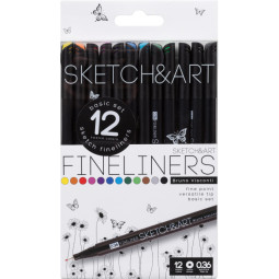 Набор линеров для скетчинга SKETCH&amp;ART BLACK EDITION 0,36мм 12цв 36-0017