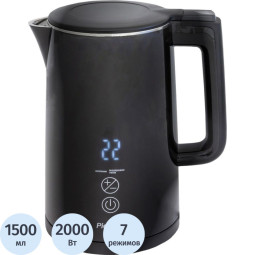 Чайник Pioneer KE577M black, электрический, 2000 Вт, 1,5 литра, STRIX