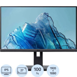 Монитор Acer Vero(UM.HB7EE.E07)27/FHD/IPS/100Hz/250cd/4ms/VGA/HDMI/DP