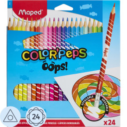 Карандаши цветные Maped COLOR&#039;PEPS OOPS пластик,c ластиком,24цв/наб,832824