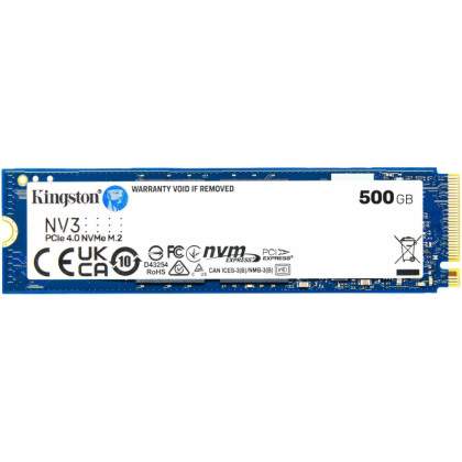 SSD накопитель  Kingston 500GB, M.2 2280, PCIe4.0x4, 3D TLC (SNV3S/500G)