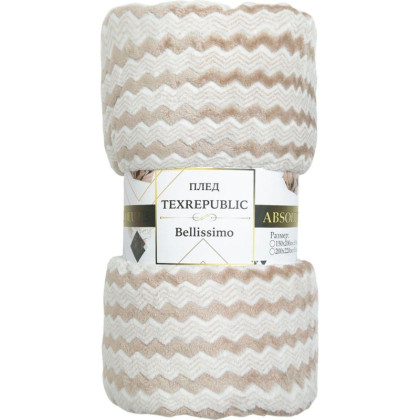 Плед TexRepublic Absolute Зигзаг двухцветный flannel 200х220 см Бежевый