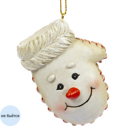Игрушка подвесная  Варежка-снеговик из полирезины 2,5х7х5см,.91492 (НГ)