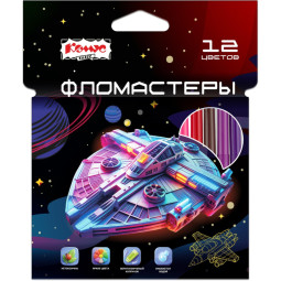 Фломастеры Комус Класс Star way 12цв. в наб., вентилир,смыв, карт. упак