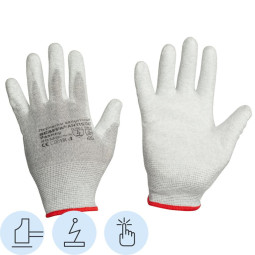 Перчатки защитные антистатич SCAFFA Antistat PU1350A-LG нейлон п/у покр р9