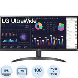 Монитор LG (29WQ500-B)29/UWFHD/IPS/100Hz/250cd/5ms/HDMI/DP