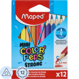 Карандаши цветные Maped COLOR&#039;PEPS STRONG MINI 3хгр,пластик,12цв/наб,862812