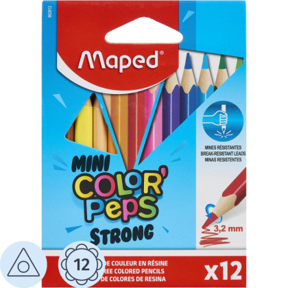 Карандаши цветные Maped COLOR&#039;PEPS STRONG MINI 3хгр,пластик,12цв/наб,862812