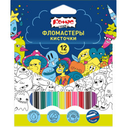 Фломастеры Комус Класс Максики кисточки, 12 цв. наб., карт. Упак
